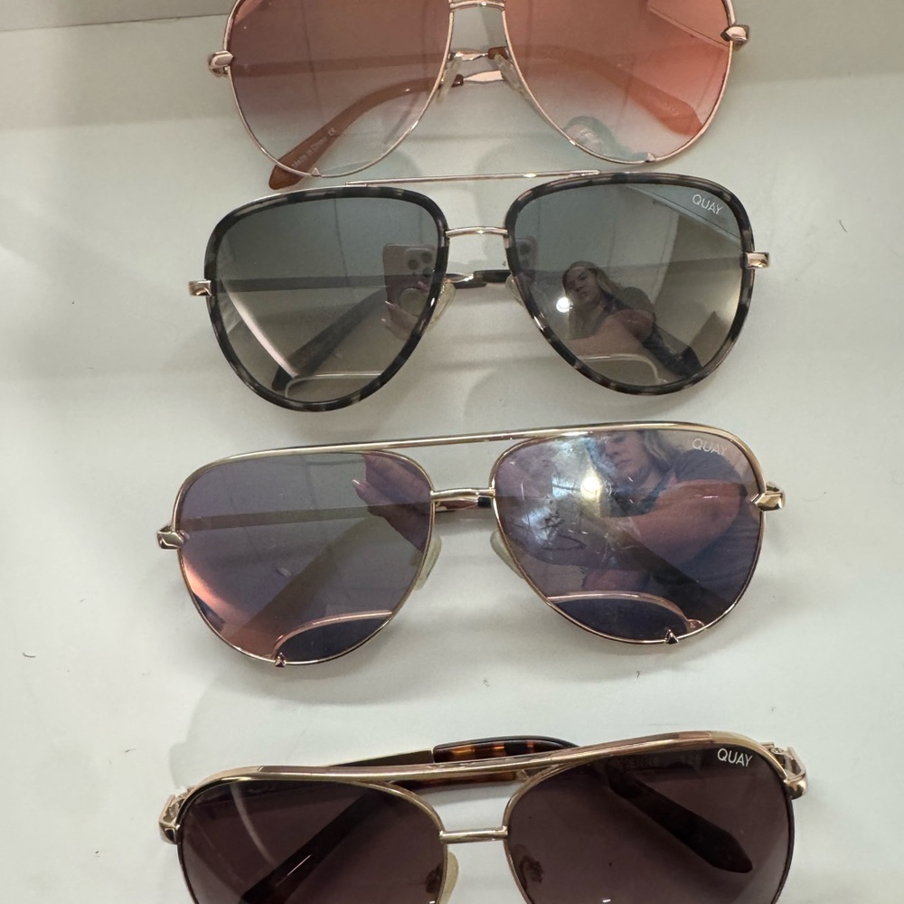 Quay Australia Pink Black Aviator Sunglasses